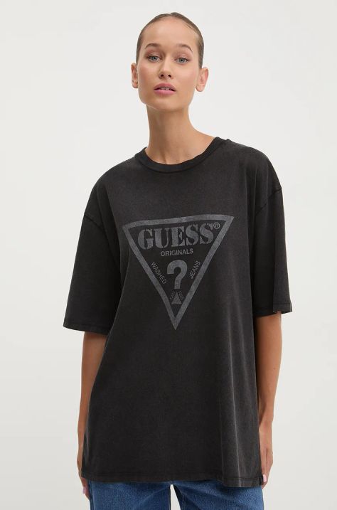 Памучна тениска Guess Originals в черно с принт M4BI13 K8FQ4