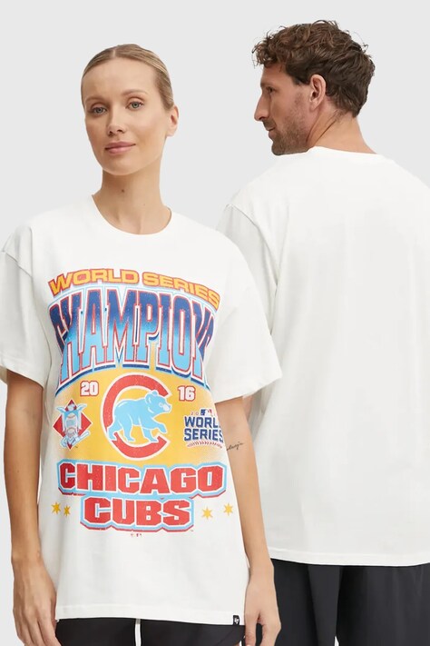 47 brand tricou din bumbac MLB Chicago Cubs culoarea bej, cu imprimeu, BU005TMYIHQ632915SS