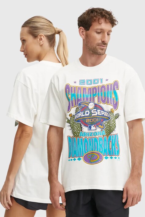47 brand tricou din bumbac MLB Arizona Diamondbacks culoarea bej, cu imprimeu, BU029TMYIHQ632880SS