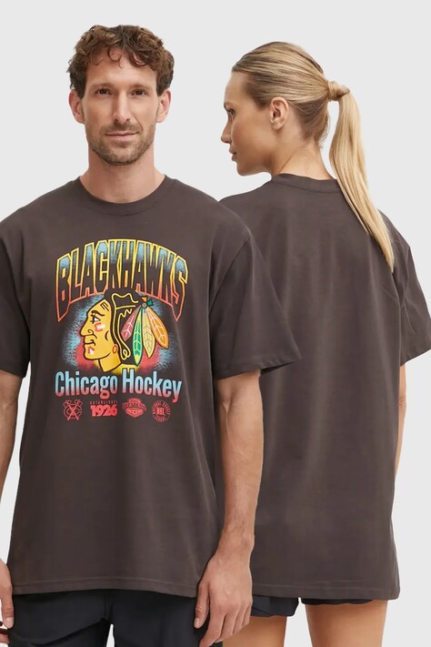 Хлопковая футболка 47 brand NHL Chicago Blackhawks цвет серый с принтом HH004TMYIHQ620699C9