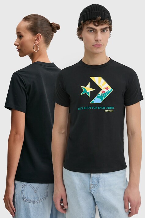 Хлопковая футболка Converse цвет чёрный с принтом 10025214-A02