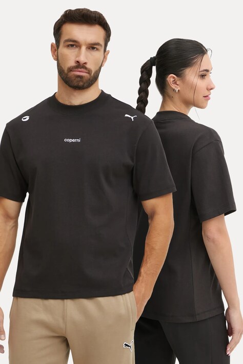 Памучна тениска Coperni x Puma в черно с изчистен дизайн 628305