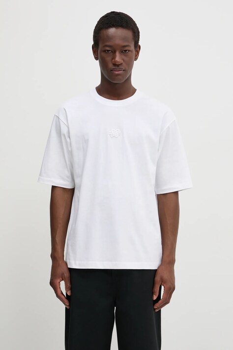 Filling Pieces t-shirt in cotone Boxy Embroidered colore bianco con applicazione 74413791901