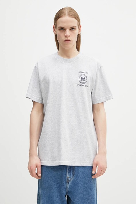 Футболка Sporty & Rich Crest Seal 100th колір сірий з принтом TO043517620GY03