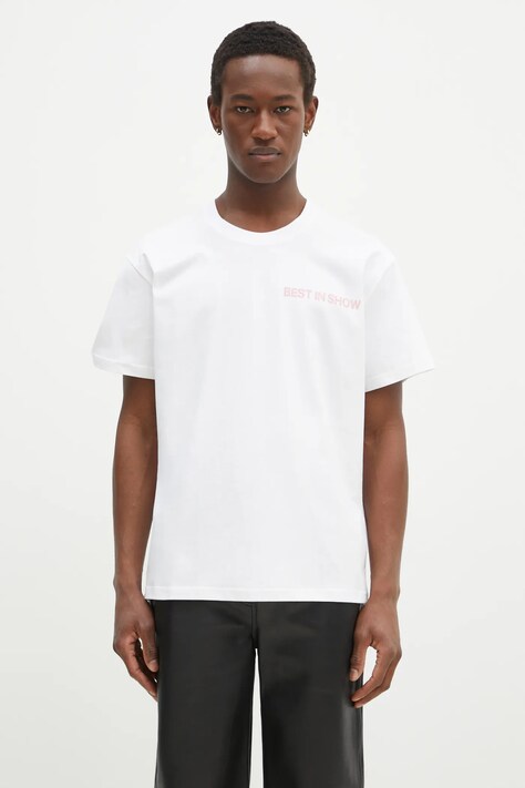 Памучна тениска JW Anderson Best In Show Back Print T-Shirt в бяло с принт JT0252.PG0772.001