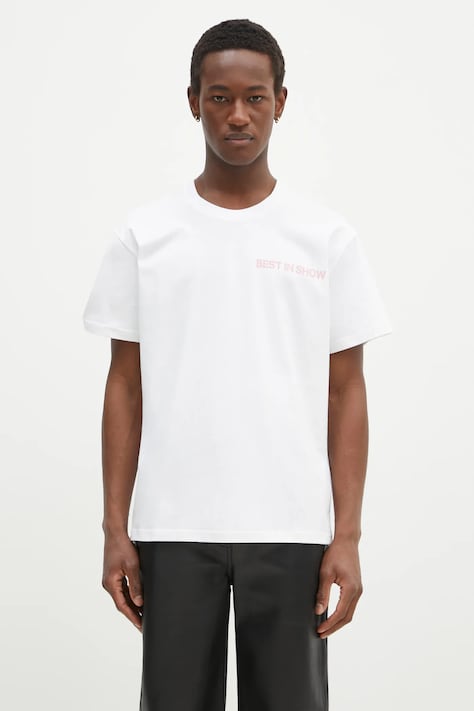 JW Anderson t-shirt in cotone Best In Show Back Print T-Shirt colore bianco JT0252.PG0772.001