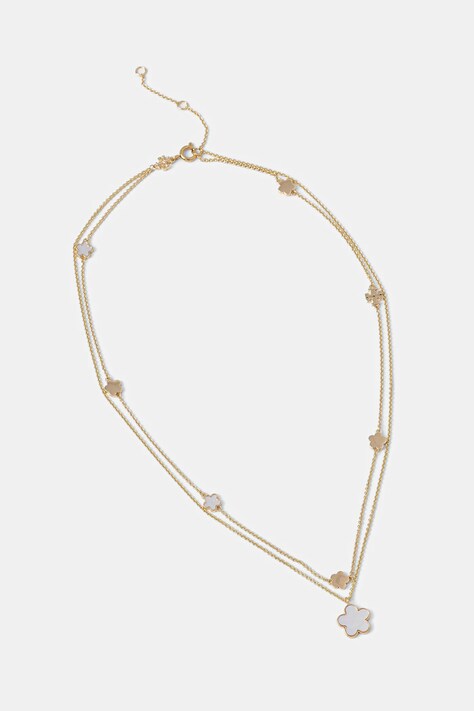 Pozlacený náhrdelník Tory Burch Layered Flower 171101.700