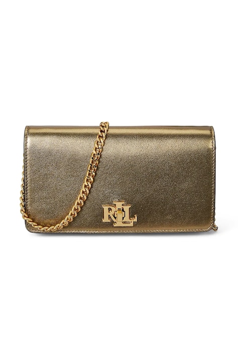 Kožená kabelka Lauren Ralph Lauren zlatá farba, 432P02411