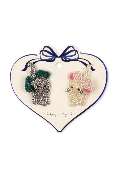 Konges Sløjd spinki do włosów dziecięce 2 PACK BOW KITTY BEADED HAIR CLIP KS104048