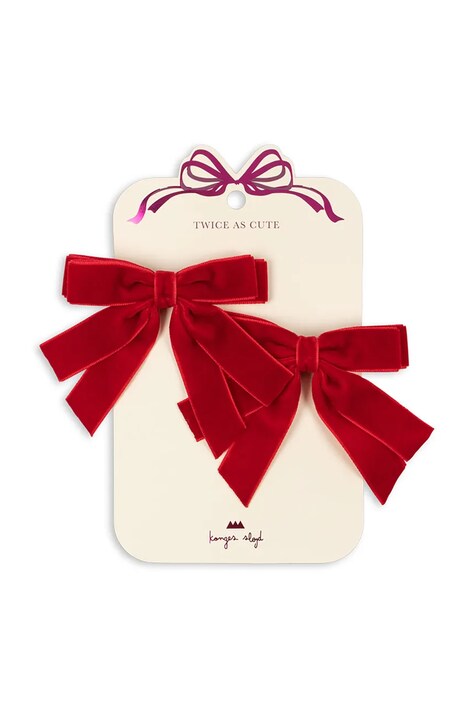 Sponky do vlasů Konges Sløjd 2 PACK VELVET DOUBLE BOW HAIR CLIPS 2-pack KS104185