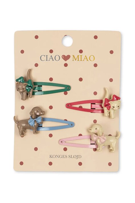Konges Sløjd spinki do włosów dziecięce 4 PACK CATS & DOGS HAIR CLIP 4-pack KS105196