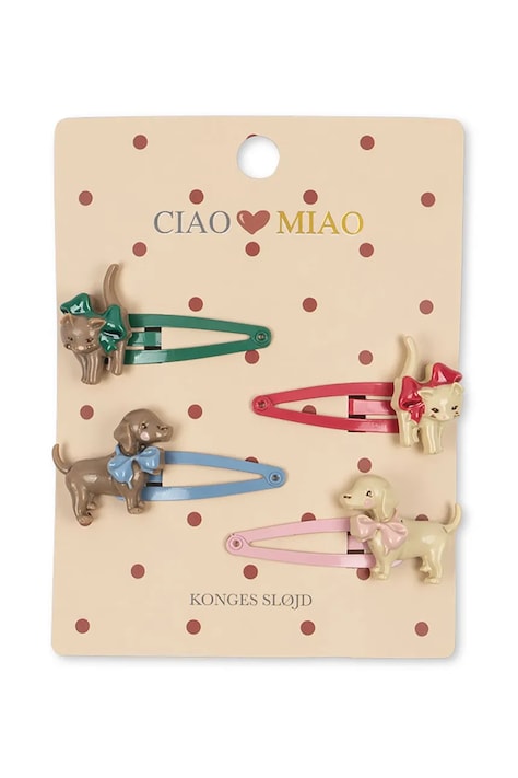 Detské sponky Konges Sløjd 4 PACK CATS & DOGS HAIR CLIP 4-pak KS105196