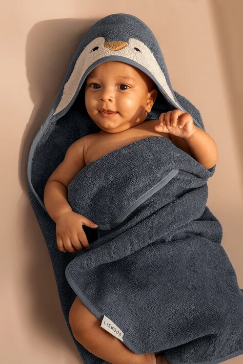 Liewood ręcznik bawełniany dziecięcy Albert Penguin Hooded towel LW20311