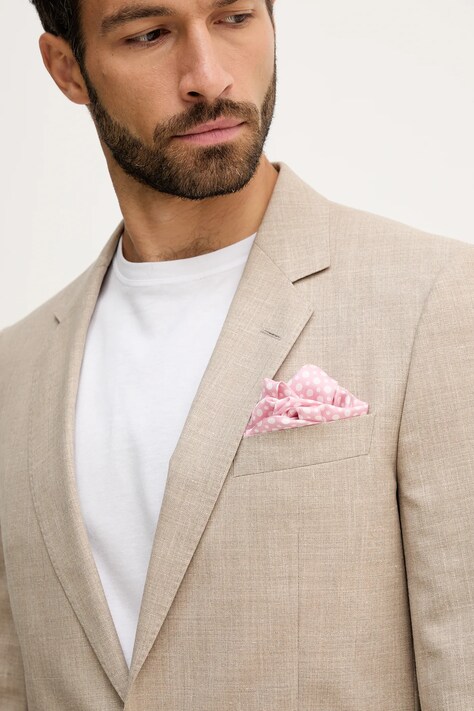 BOSS poszetka jedwabna BECKHAM X BOSS kolor różowy 50549107