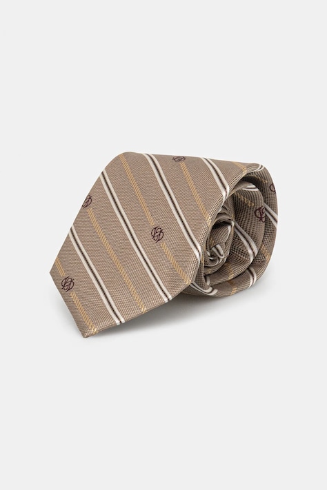 Drôle de Monsieur silk tie La Cravate Rayure Monogramme beige color I.TI002.SE018