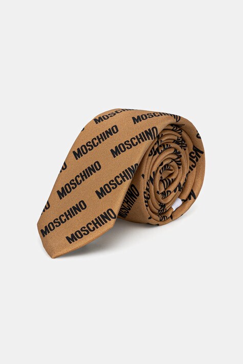 Moschino krawat jedwabny kolor beżowy M5863 55009