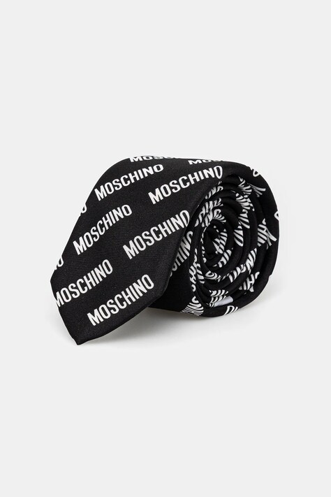 Moschino krawat jedwabny kolor czarny M5863 55009