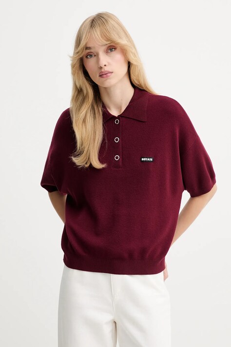 Rotate sweter z wełną damski kolor bordowy lekki 1143042734