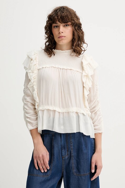 MUNTHE bluză CRISP culoarea bej, uni, 252100225231