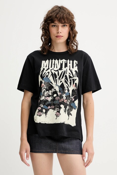 MUNTHE tricou din bumbac PRIZE culoarea negru, 252110325260