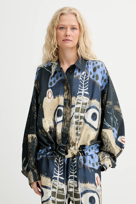 MUNTHE koszula jedwabna LOASTA damskie kolor multicolor relaxed z kołnierzykiem klasycznym 253100225318