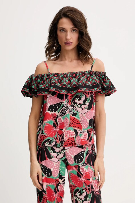 Morgan top culoarea negru, cu imprimeu, OJOY.F