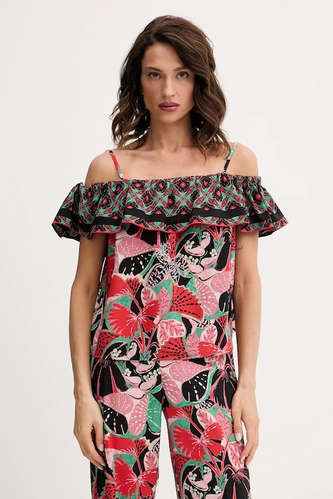 Morgan top culoarea negru, cu imprimeu, OJOY.F