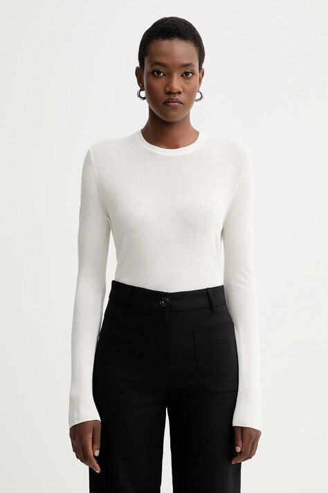Calvin Klein sweter damski kolor beżowy lekki LV044C339G