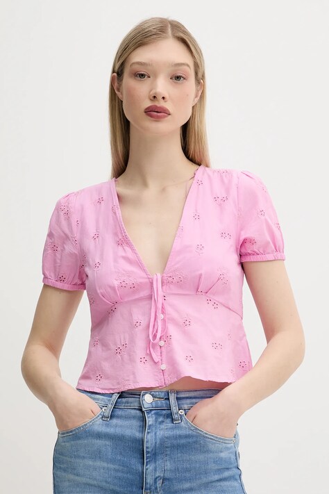Tommy Jeans bluză culoarea roz, regular, DW0DW21241