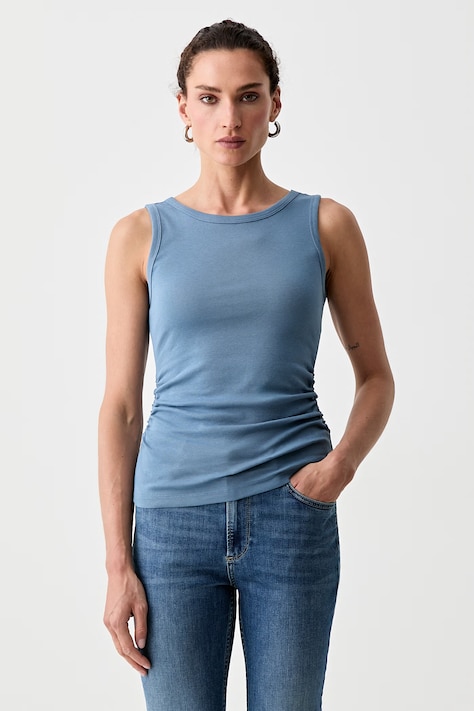 AllSaints top pentru femei din bumbac cu elastan KATARINA turcoaz W192JC