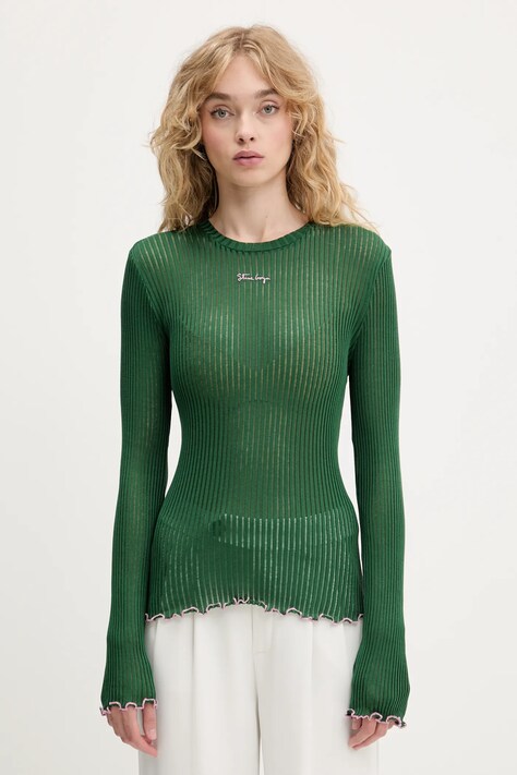 Stine Goya longsleeve jedwabny kolor zielony SG-PF25-T060-2355
