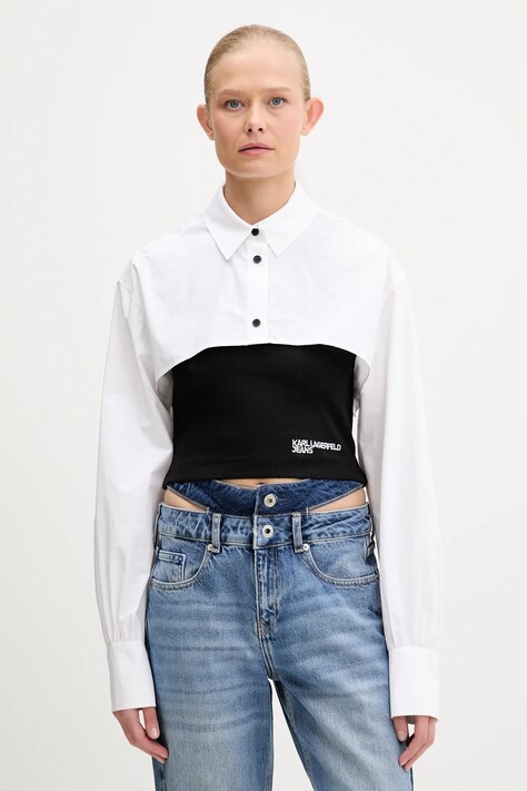 Karl Lagerfeld Jeans cămașă culoarea negru, cu guler clasic, regular, A3W11006