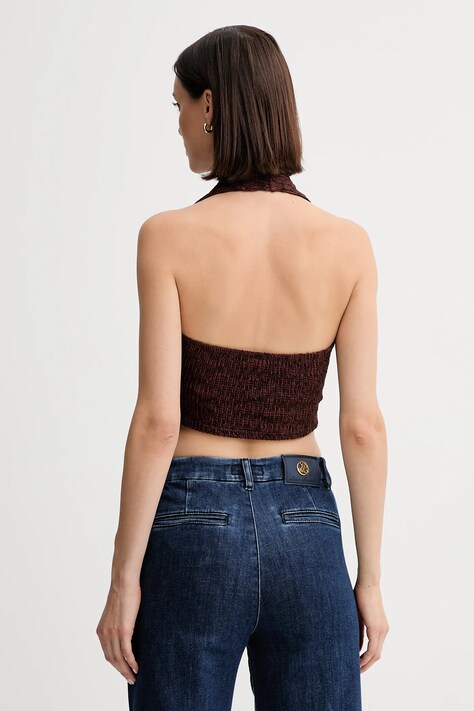 Guess top NALENY culoarea maro, cu imprimeu, W5YP18 KCYE2