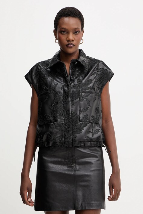 Guess vestă CHANTAL culoarea negru, de tranziție, W5YN79 WHGU0