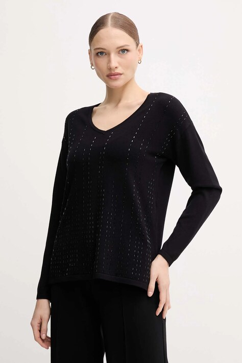 Joseph Ribkoff sweter z dodatkiem jedwabiu damski kolor czarny lekki 254966