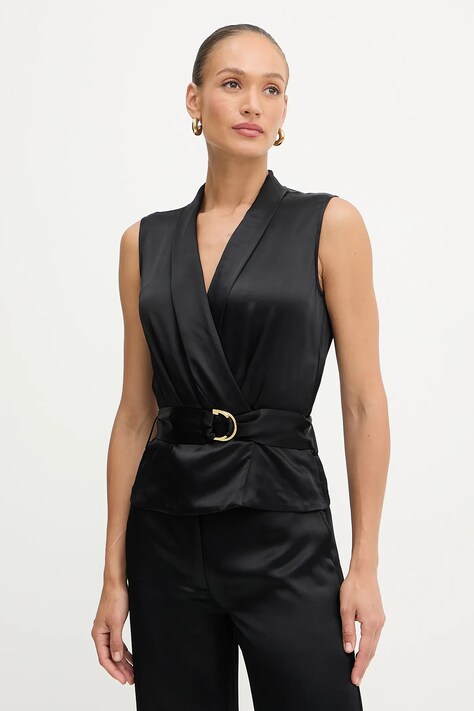 Marciano Guess bluzka IVA damska kolor czarny gładka 5YGH15 7350A