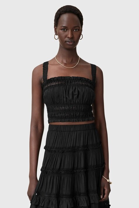 AllSaints bluzka TALIA damska kolor czarny gładka W070PC