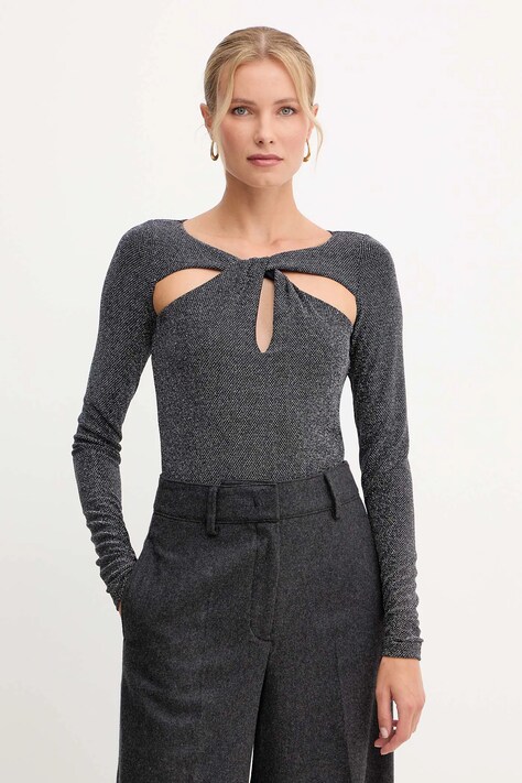 Patrizia Pepe body culoarea argintiu, uni, 2M4506 J340