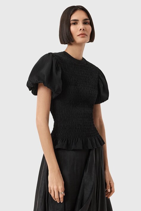 AllSaints bluzka DAEL damska kolor czarny gładka W013JD