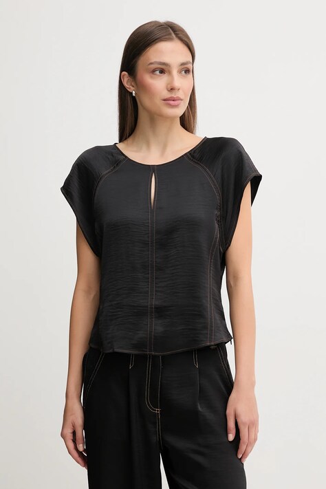 Блузка Dkny колір чорний однотонна P5EA7B94