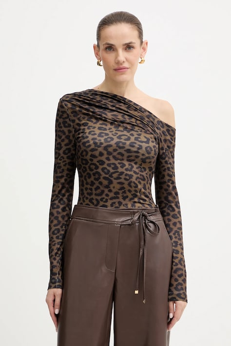 Tričko s dlhým rukávom Guess ANITA hnedá farba, W5BP08 K1492