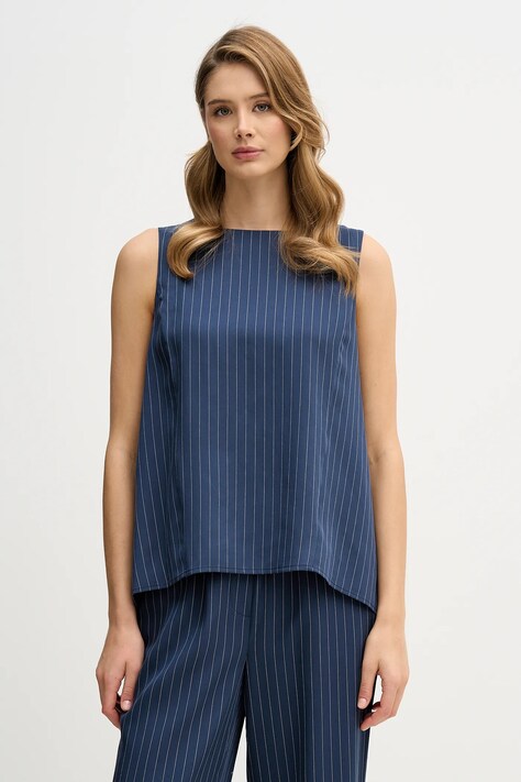 Sisley bluzka damska kolor granatowy w pasy 5GNKLH01P