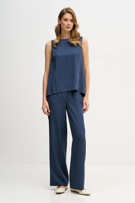 Sisley bluzka damska kolor granatowy w pasy 5GNKLH01P