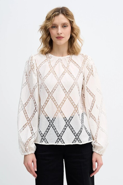 Sisley bluzka damska kolor beżowy 5WTKLQ09X