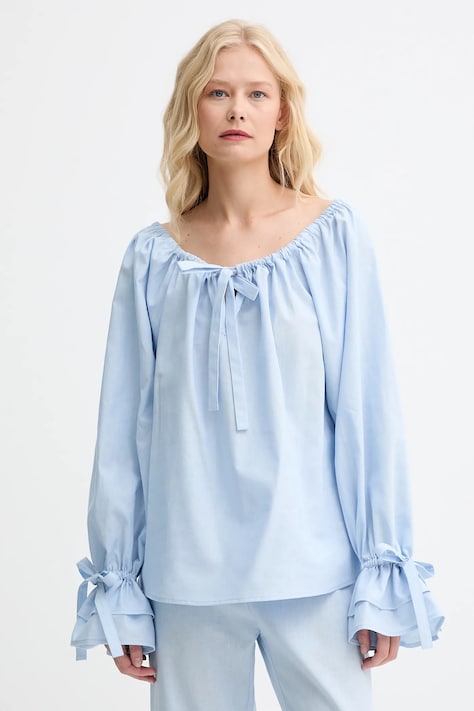 The Sleeper maglietta di lino donna colore blu CHBL06P010N