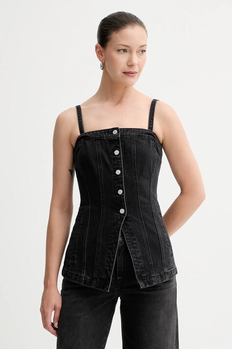 Levi's top jeansowy damska kolor czarny gładka 003Z5