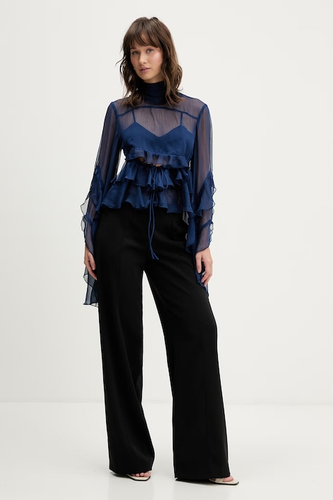 Blúzka Bardot modrá farba, jednofarebná, 59933TB