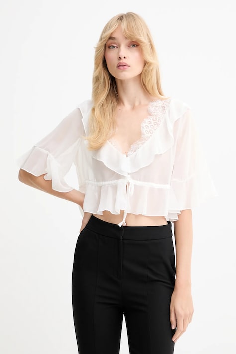 Bardot bluză culoarea alb, uni, 59935TB