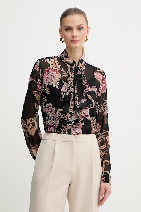 Marciano Guess koszula VERITY damska kolor czarny regular z wiązanym dekoltem 5BGH14 7310A