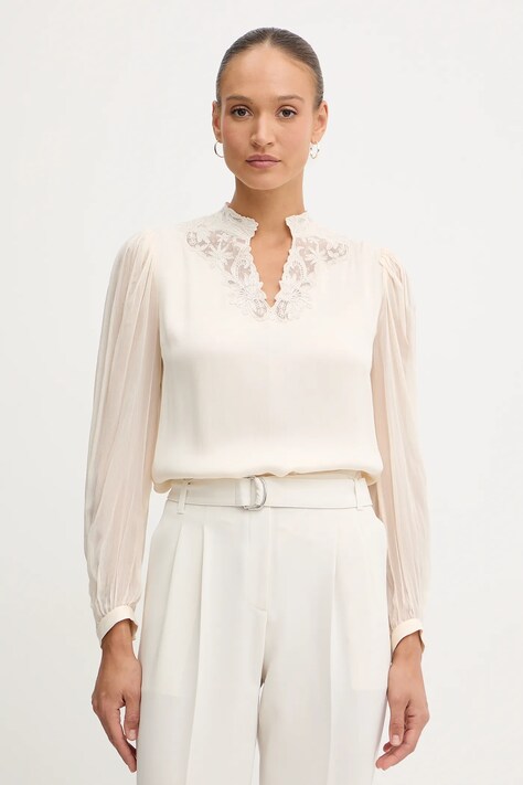 Twinset bluzka damska kolor beżowy gładka 252TT2243